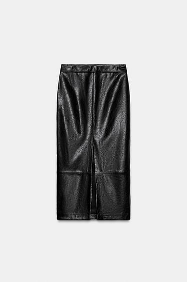 FAUX LEATHER MIDI SKIRT - Black by Zara