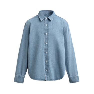 REGULAR FIT WASHED DENIM SHIRT - Pastel blue by Zara