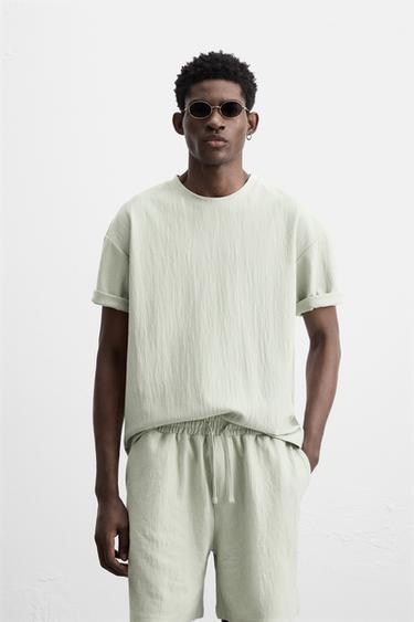 TEXTURED RELAXED FIT T-SHIRT - Blue / Grey by Zara