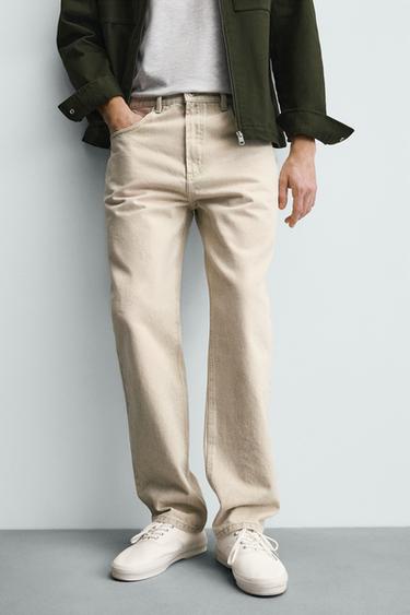 STRAIGHT ANKLE FIT JEANS - Grey green by Zara