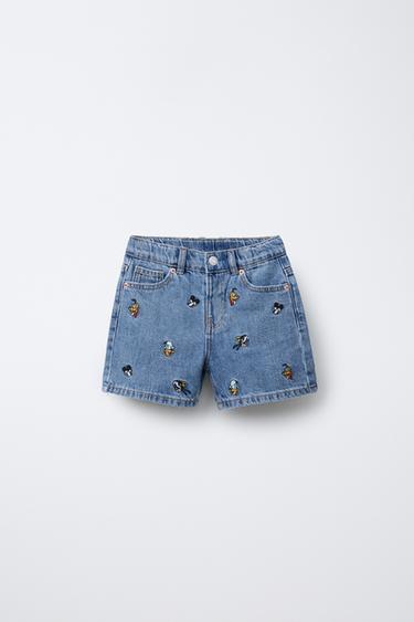 MICKEY MOUSE AND FRIENDS © DISNEY DENIM BERMUDA SHORTS - Mid-blue by Zara - Image 0