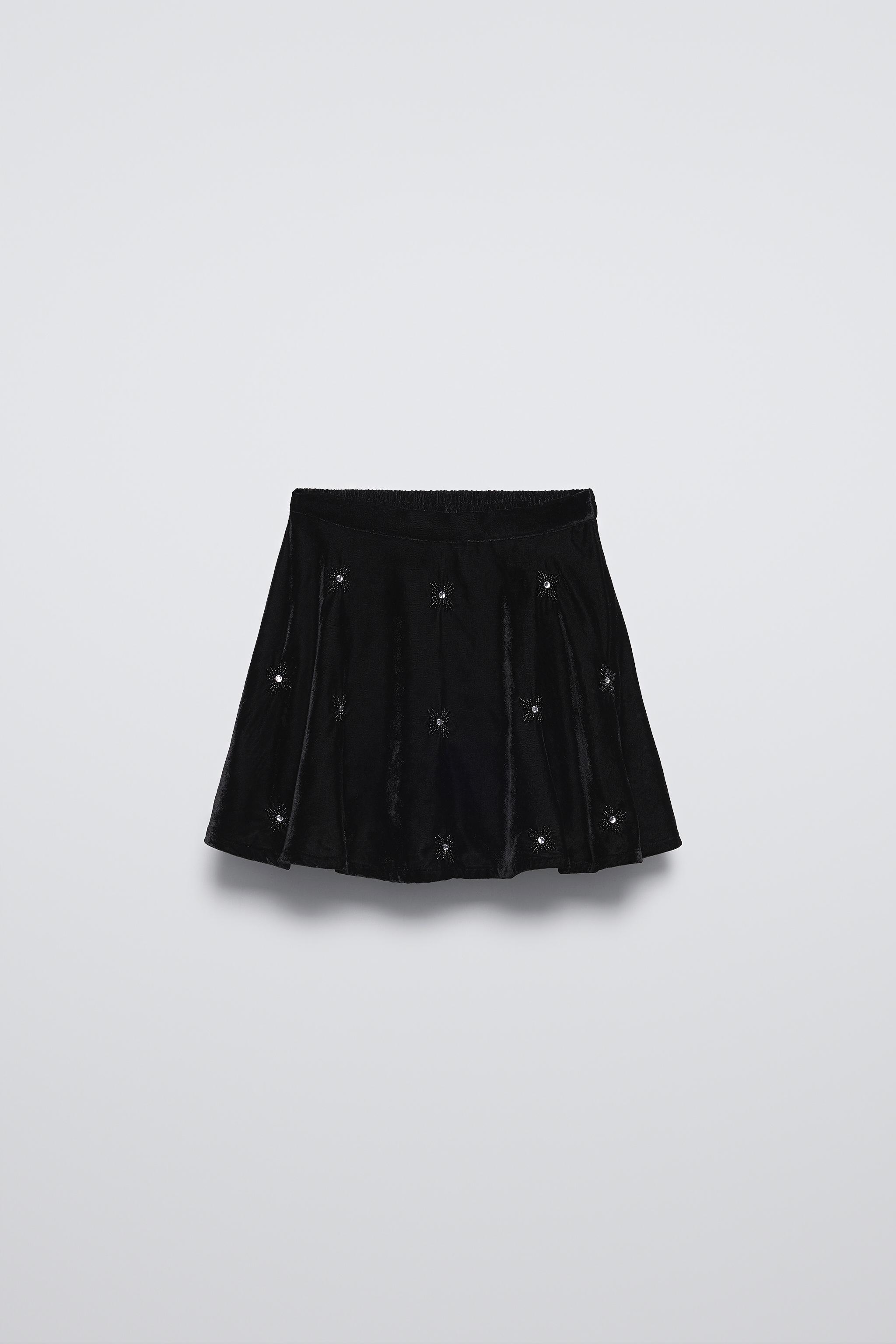 串珠天鹅绒短裙- 黑色| ZARA 串珠天鹅绒短裙- 黑色| ZARA
