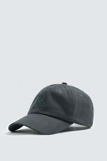 CAP WITH LETTER PATCH - Blue by Zara