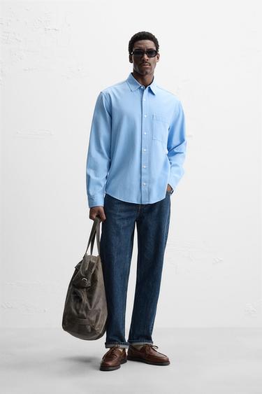 LYOCELL - COTTON SHIRT - Blue by Zara - Image 0