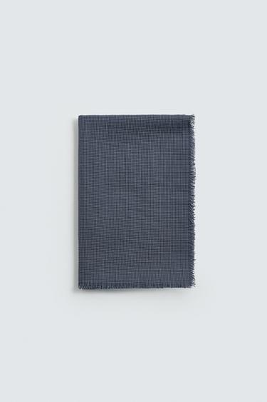COTTON TEXTURED SCARF - Navy blue by Zara