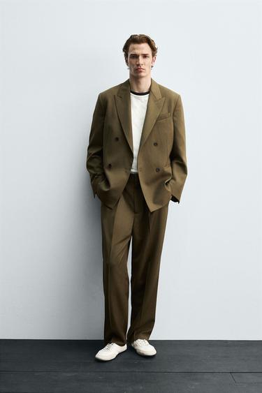LIMITED EDITION SUIT TROUSERS WITH PLEATS - Dark olive by Zara - Image 0