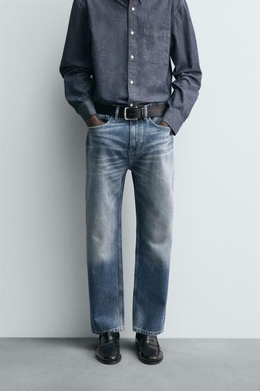 STRAIGHT ANKLE FIT JEANS - Mid-blue by Zara