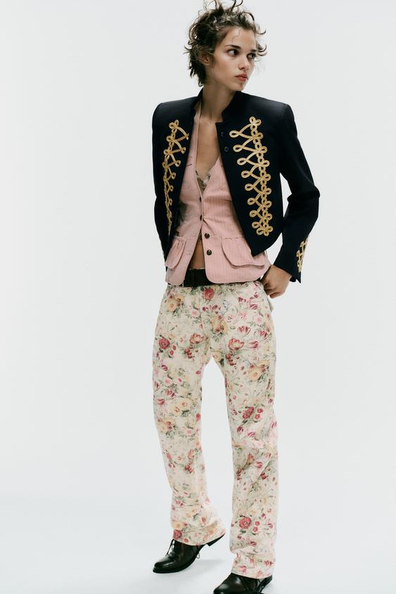 TRF PRINTED STRAIGHT-LEG JEANS - only one by Zara - Image 0