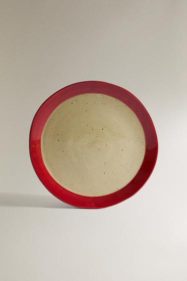 STONEWARE DINNER PLATE WITH RIM - Red by Zara