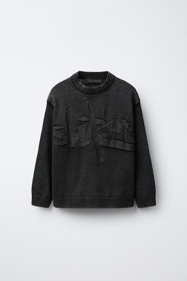 ACID WASH KNIT SWEATER - Black by Zara - Image 0