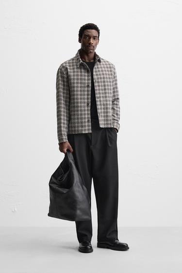 TEXTURED CHECK OVERSHIRT - Brown / Ecru by Zara - Image 0