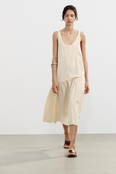 GATHERED MIDI DRESS - Pastel yellow by Zara - Image 0
