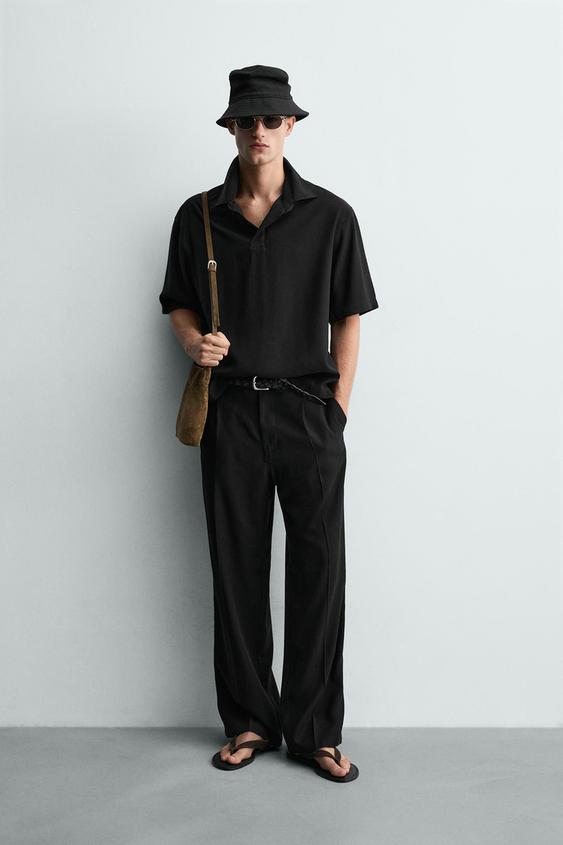 RELAXED FIT FLOWING PLEATED TROUSERS - Black by Zara - Image 0