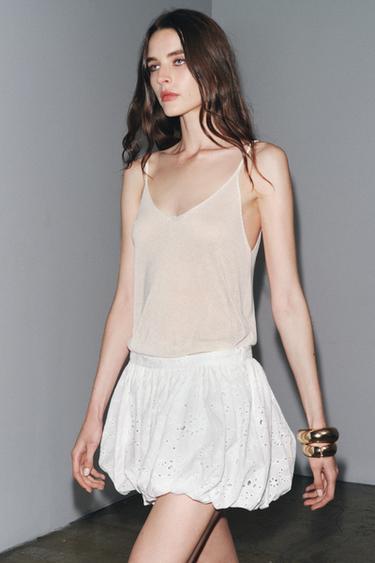 ZW COLLECTION EMBROIDERED BALLOON BERMUDA SHORTS - White by Zara - Image 0