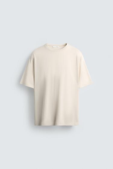MERCERISED COTTON T-SHIRT - Oyster-white by Zara