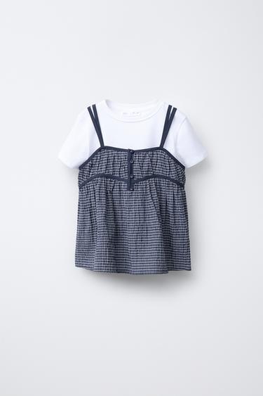 CHECKED BLOUSE AND T-SHIRT COMBO - Navy blue by Zara - Image 0