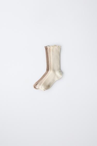 3-PACK OF TERRY MID-CALF SOCKS - Light beige by Zara