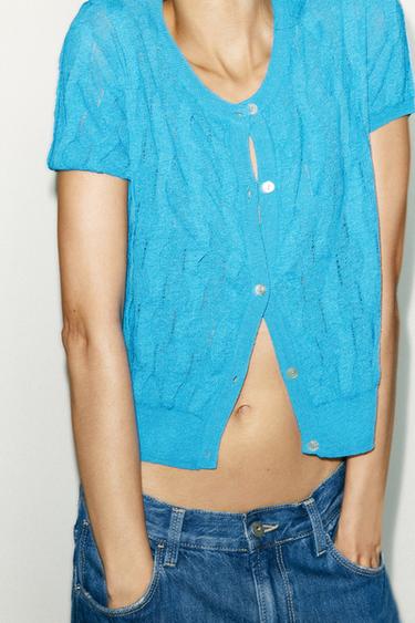 TEXTURED KNIT TOP - Blue by Zara