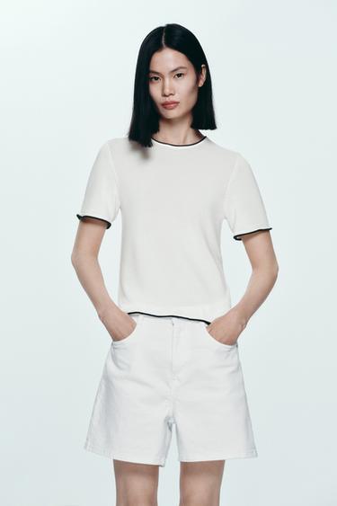 Z1975 MOM-FIT HIGH-WAIST SHORTS - White by Zara