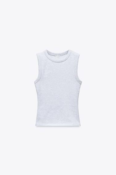 RIBBED TOP - Grey marl by Zara