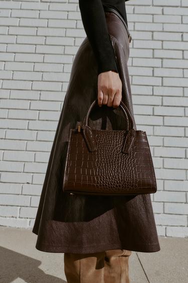 EMBOSSED MINI CITY BAG - Brown by Zara