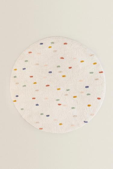 CHILDREN’S MULTICOLOURED POLKA DOT COTTON RUG - Oyster-white by Zara