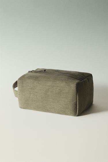 SMALL LINEN WASH BAG - Green by Zara - Image 0