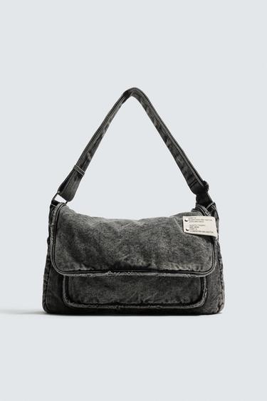 WASHED EFFECT DENIM CROSSBODY BAG - Grey by Zara