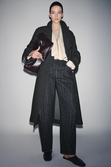 ZW COLLECTION STRIPED BALLOON TROUSERS - Grey marl by Zara