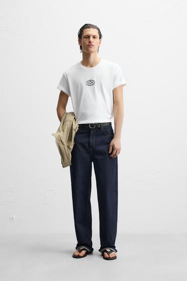 T-SHIRT WITH CONTRAST EMBROIDERY - White by Zara - Image 0