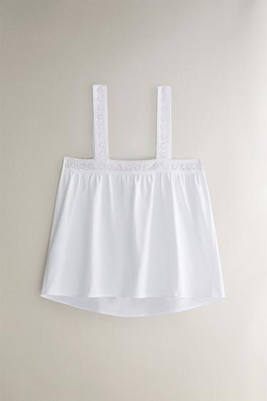 LACE COTTON TOP - White by Zara