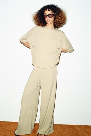 FLOWING PALAZZO TROUSERS - Sand by Zara