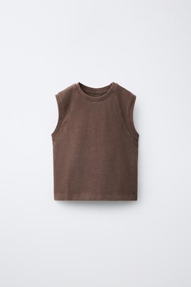 PLAIN SLEEVELESS TOP - Brown by Zara