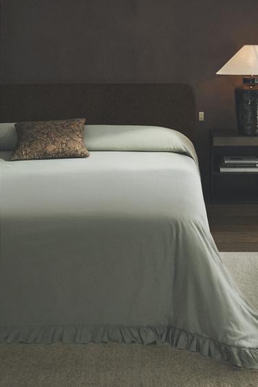 RUFFLE DUVET COVER - Green by Zara