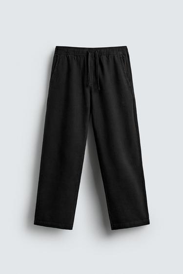 TEXTURED RELAXED FIT TROUSERS - Black by Zara