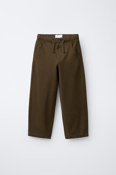 SOFT TROUSERS WITH TOPSTITCHING - Khaki by Zara