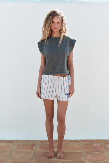 WASHED-EFFECT SLEEVELESS T-SHIRT - Dark grey by Zara