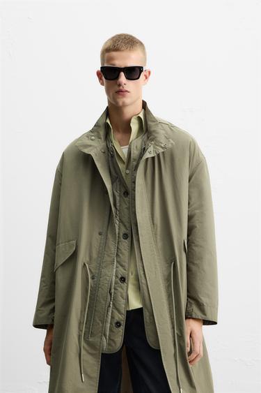 2-IN-1 TECHNICAL TRENCH COAT - Khaki by Zara