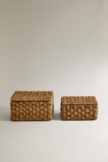 RECTANGULAR SEAGRASS BASKET WITH LID - Light beige by Zara - Image 0