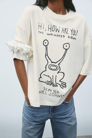 DANIEL JOHNSTON WASHED-EFFECT T-SHIRT - Ecru by Zara