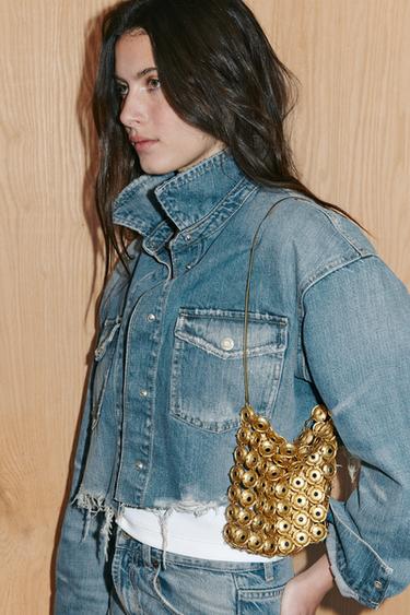 METAL APPLIQUÉ BUCKET BAG - Gold by Zara