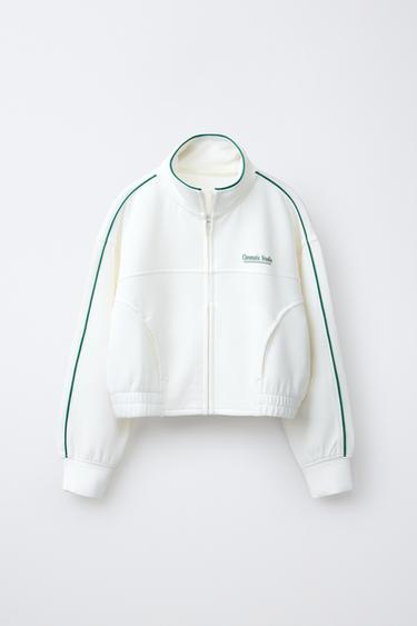 SWEATSHIRT WITH CONTRAST PIPING - Light ecru by Zara