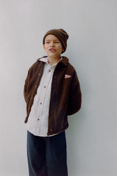 EMBROIDERED TEXT SHIRT WITH COTTON AND LINEN BLEND - Ecru by Zara