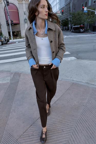 SHORT WOOL COAT - camel by Zara