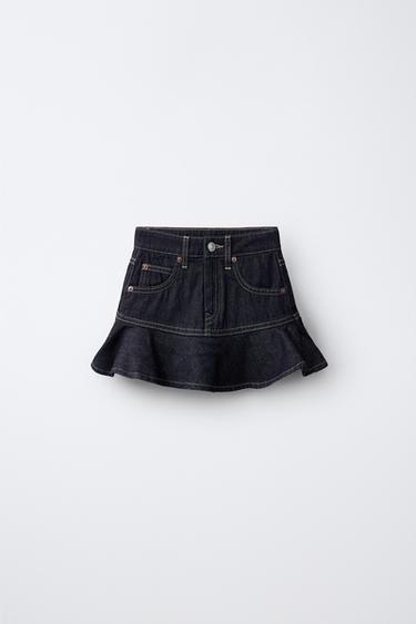 RUFFLED DENIM SKIRT - Blue by Zara