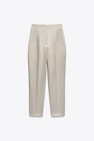 HIGH-WAIST TROUSERS - Oyster-white by Zara