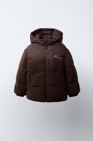 CONTRAST FAUX SHEARLING COAT - Chocolate by Zara