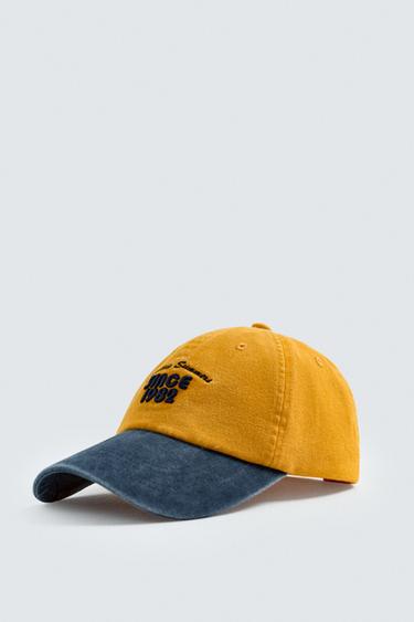 CONTRAST EMBROIDERY CAP - Yellow by Zara