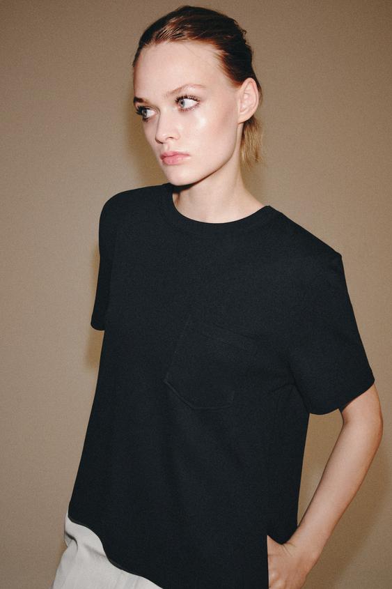 INTERLOCK POCKET T-SHIRT - Dark anthracite by Zara - Image 0