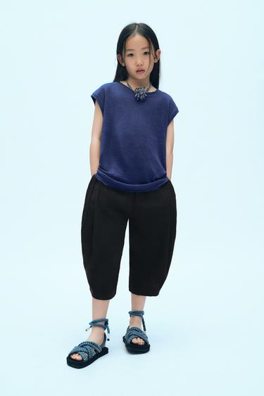 LINEN T-SHIRT X FANGLU LIN - Blue by Zara